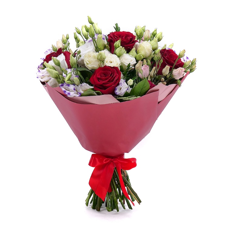 Kırmızı Gül ve Lisianthus Buketi